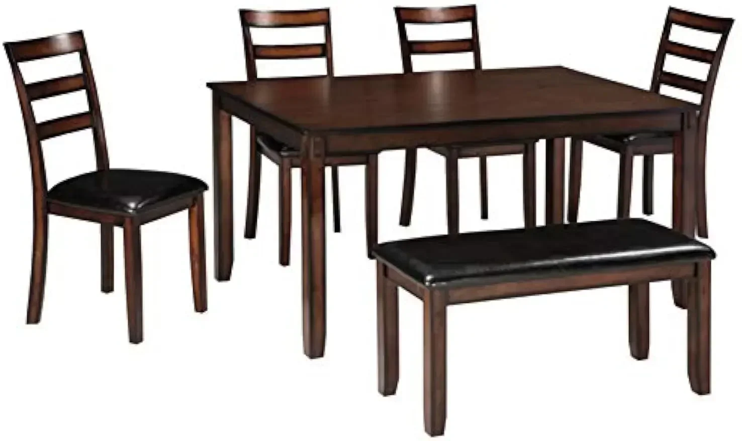 

Coviar 6 Piece Dining Set, Includes Table, 4 Chairs & Bench, Dark Brown