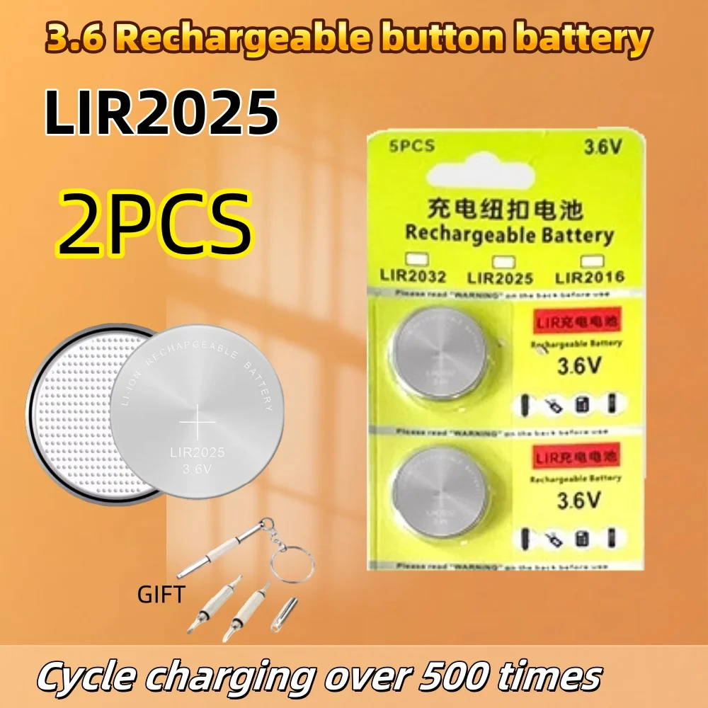 2-50PCS LIR2025 Rechargeable 3.6V 25mAh Lithium Coin Battery for Watches, Can Replace CR2025 Button Cell Long Lasting