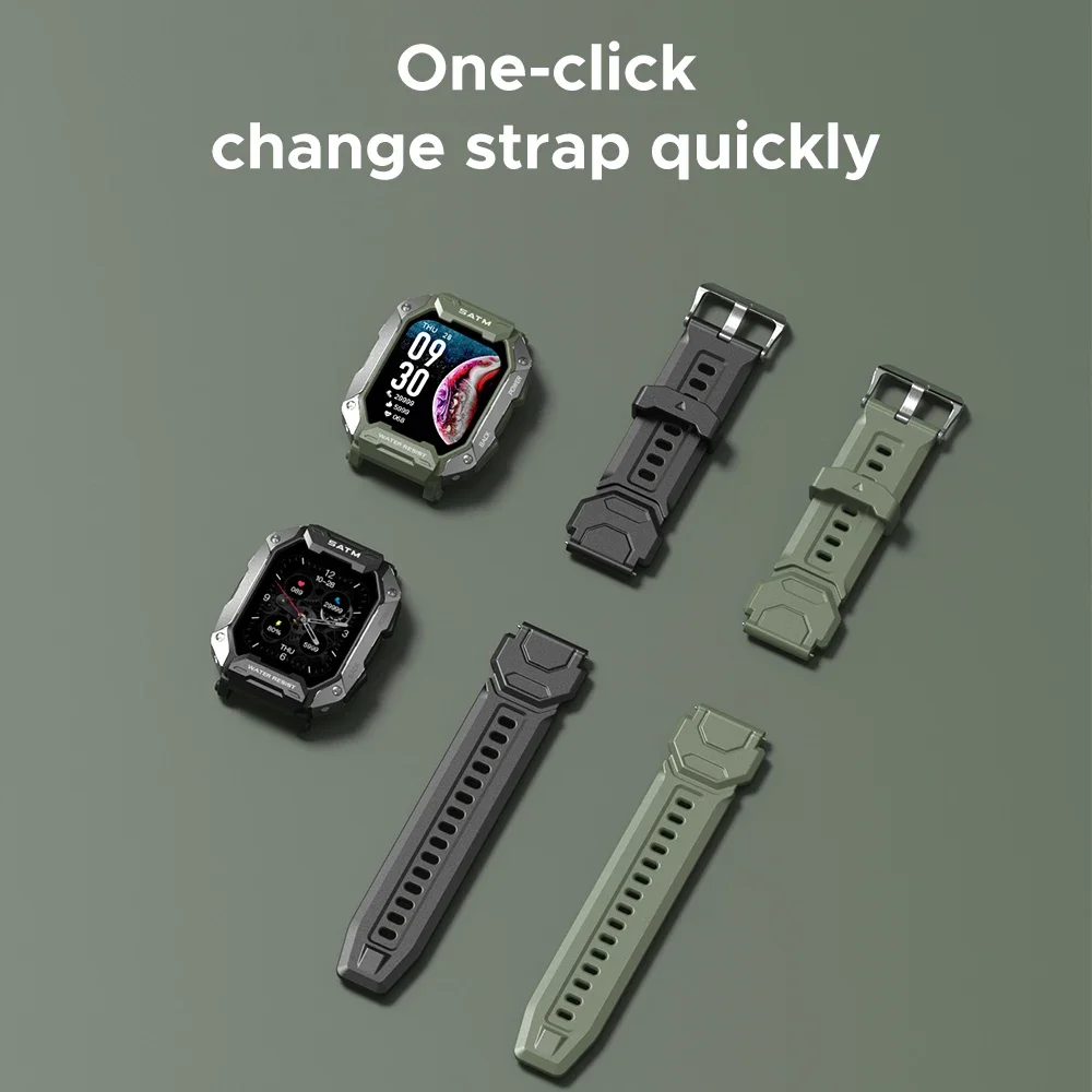 ساعة ذكية مقاومة للماء للرجال والنساء ، ساعة ذكية تعمل بالبلوتوث بمعدل ضربات القلب ، جهاز تعقب اللياقة البدنية في الهواء الطلق ، متين ، 5ATM