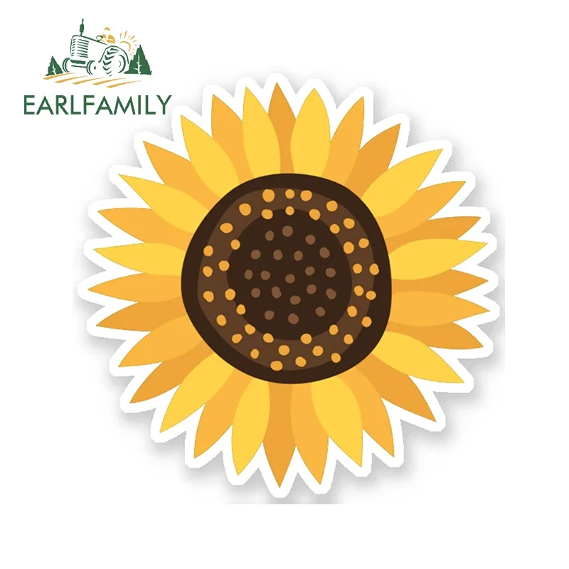 EARLFAMILY 13 cm x 13 cm für gelbe Sonnenblume, Auto, feine Aufkleber, Stoßstangenaufkleber, Vinylmaterial, wasserdicht, Sonnenschutz, Dekoration