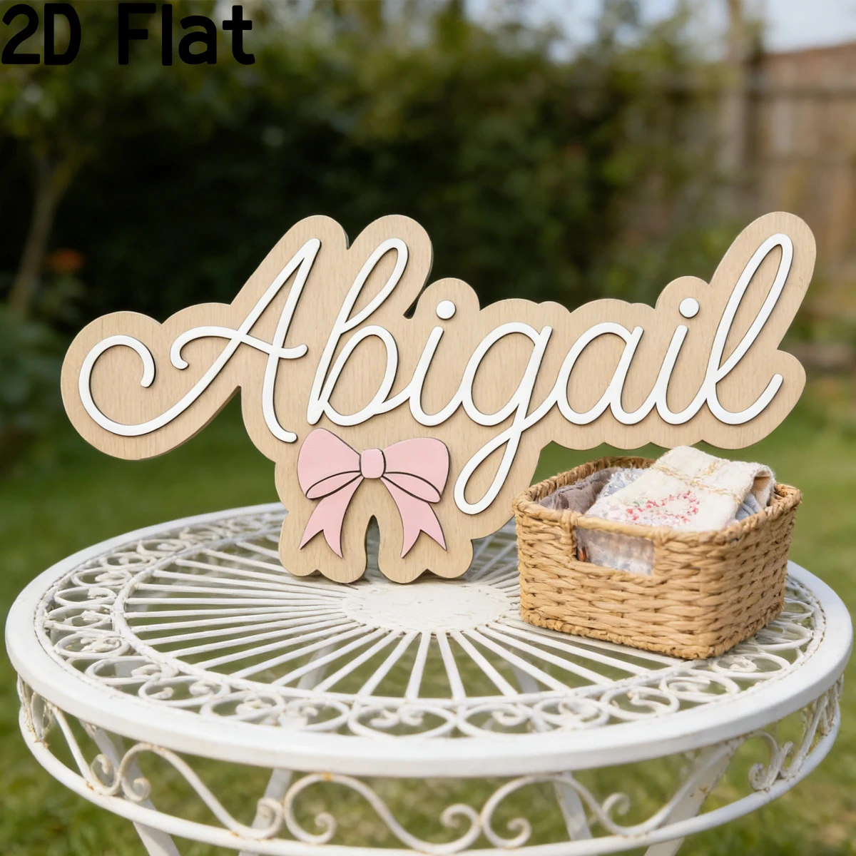 1 Stück personalisierte rosa Schleife aus Holz und Acryl mit Namensschild, Wand- und Türdekoration für Zuhause, Büro, DIY-Geschenk für Kinderzimmer, Geburtstag, Hochzeit, Abschlussfeier