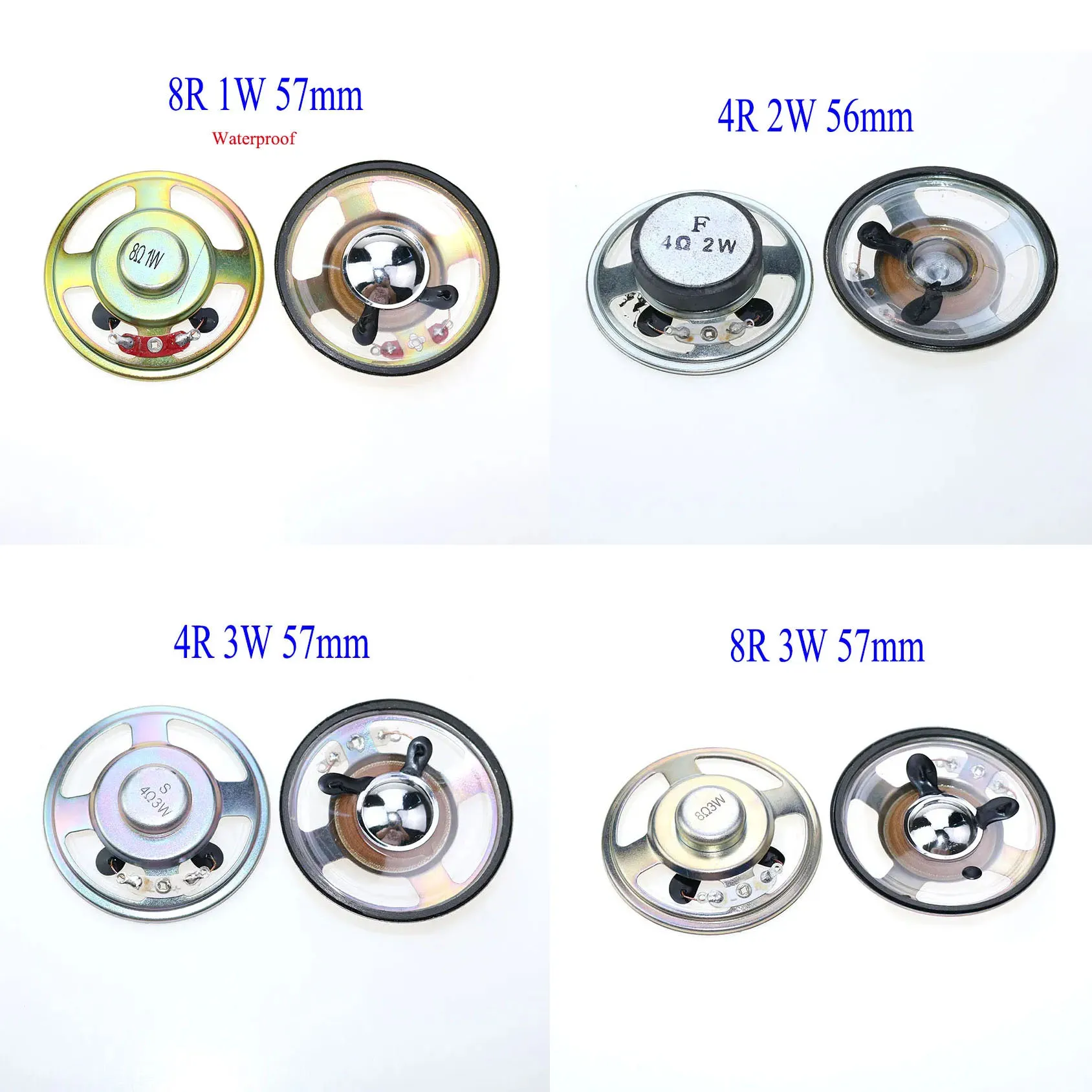 ChengHaoRan 1/2/3pcs Ultra-thin speaker waterproof 4/8 ohms 3W 2W 1W 3/2/1watt 8R 4R speaker Diameter 57MM 40MM 56MM