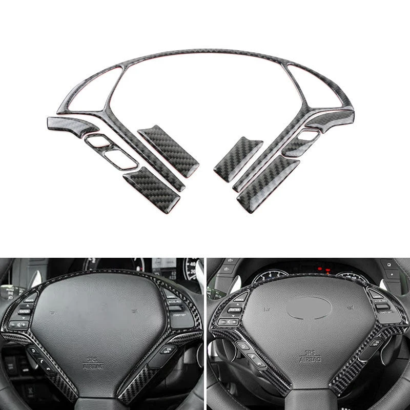 For Infiniti G37 2008-2013 G35 2007 2008 G25 2011 2012 Q60 2014 2015 Car Steering Wheel Panel Cover Interior Accessories Sticker