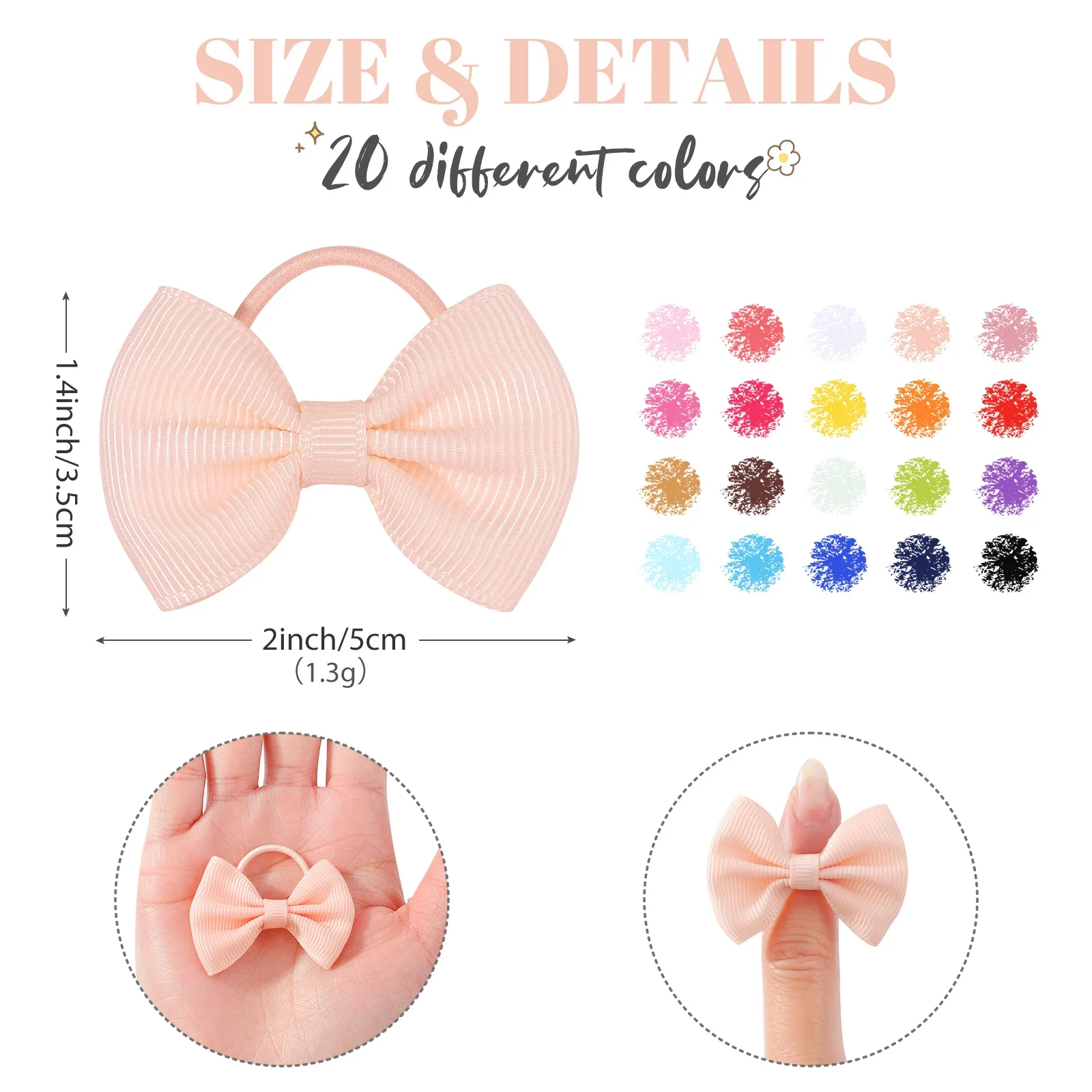 20/40Pcs/set Baby Bows Ribbon Hairband for Girls Ties Elastic Hairbands Infants Pigtail Holders Hair Accessories Wholesale