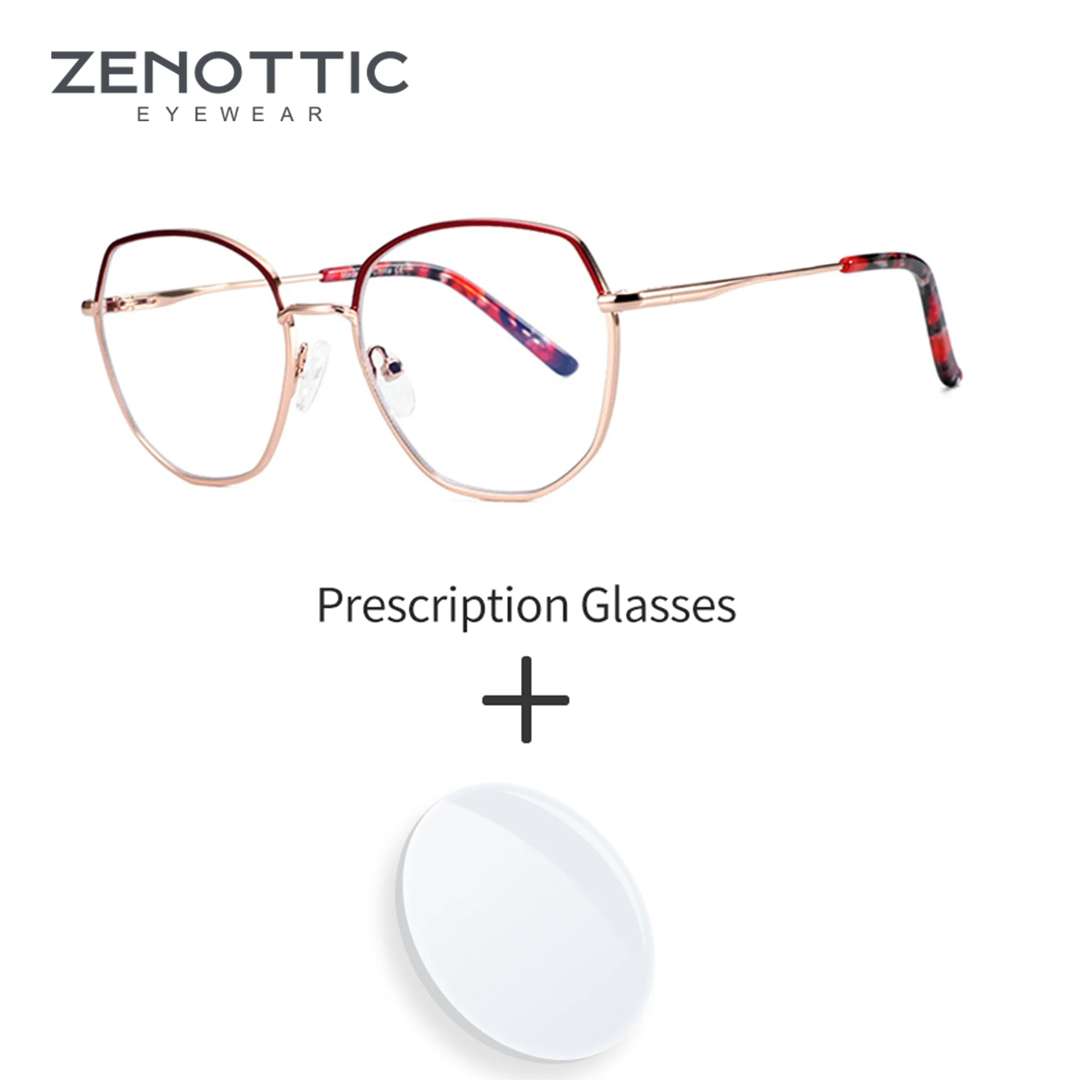 zennottic-女性蝶処方メガネ高品質金属累進眼鏡キャットアイ抗青色光近視眼鏡