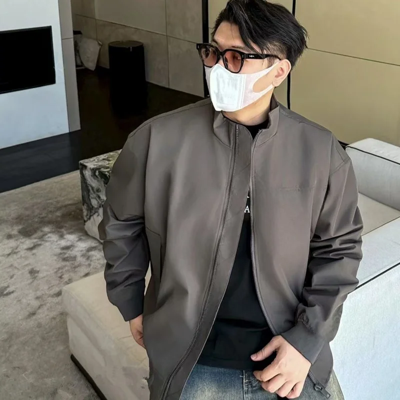 

DAZHONGMA American Sle Casual Flight Jaet Stand Collar Tee-Proof Harrington Coat Men's Loose Fit ort Length Polyester...