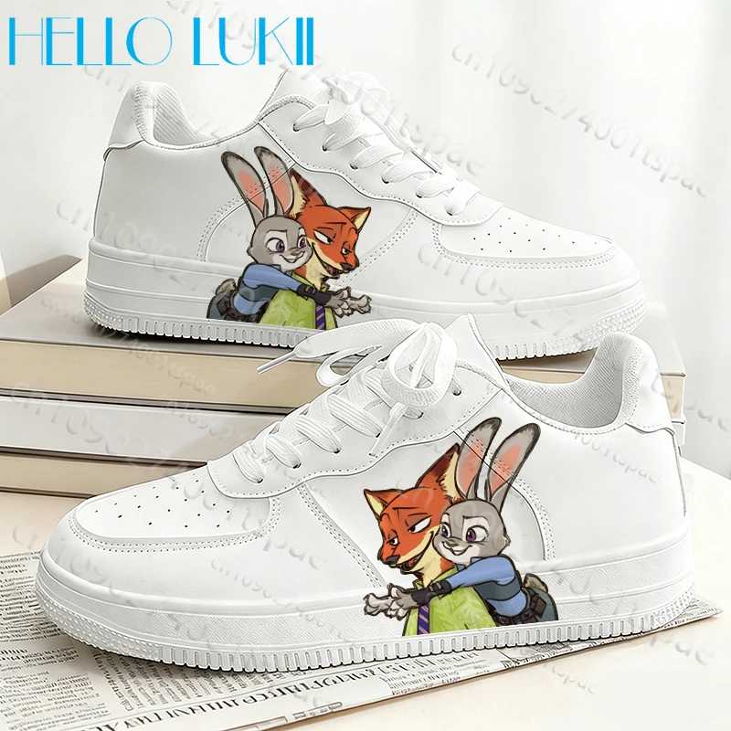 

Zootopia уличные легкие белые туфли для мужчин и женщин, обувь для пар Джуди Ника, новая модельная серия, обувь, подарок на день рождения, унисекс