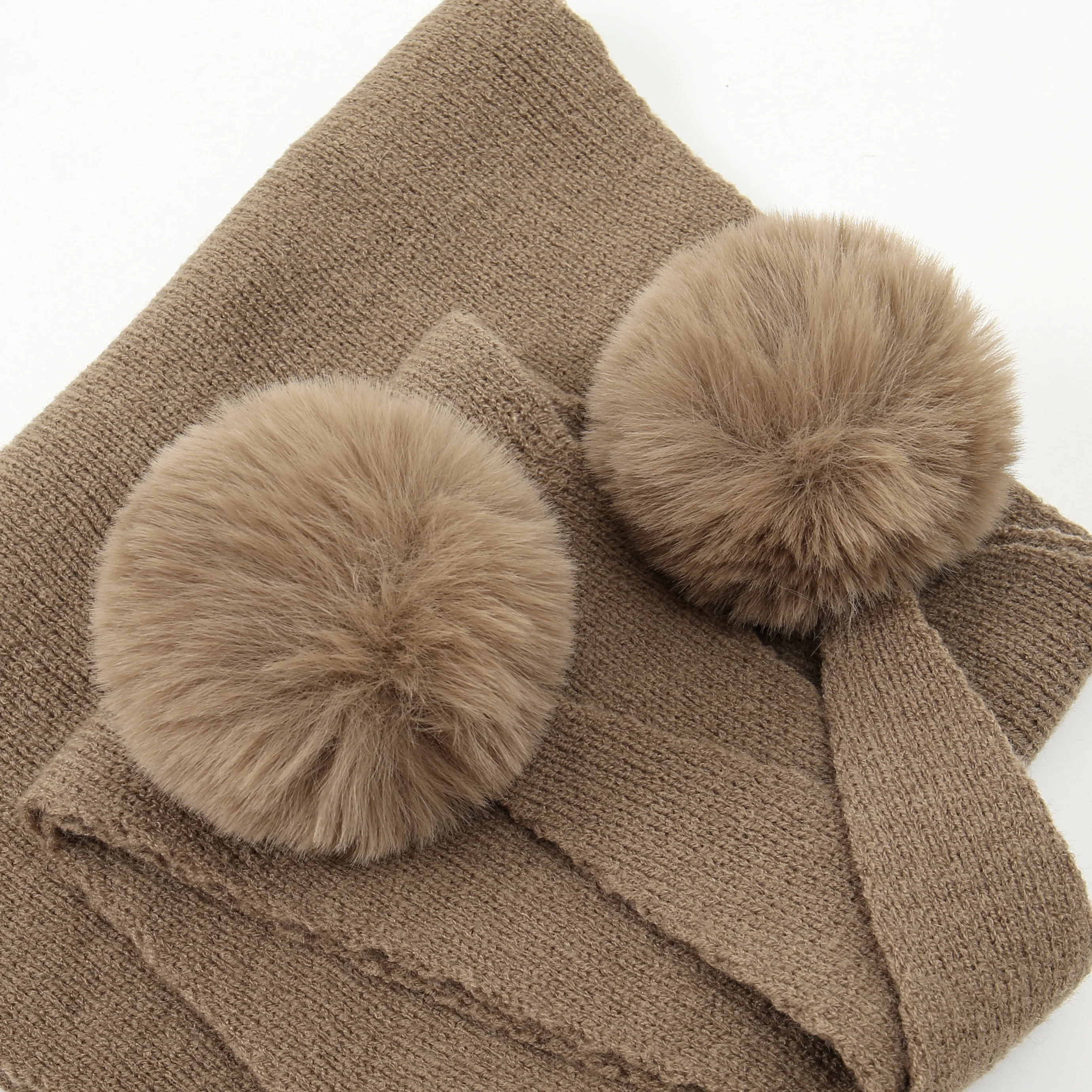 النساء الخريف والشتاء الصوف وشاح محبوك تنوعا ودافئة حماية الرقبة شال رقيق Pompom الأوشحة الخمار 86*36 سنتيمتر #6