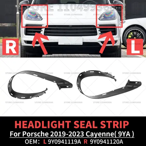 Para Porsche 2019 2020 2021 2022 2023 Cayenne Turbo GTS (9YA) junta de tira de sellado de goma para faro delantero 9Y0941119A 9Y0941120A
