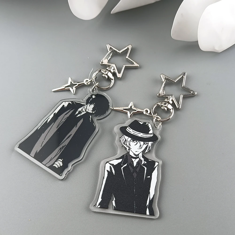LLavero de Anime BSD Dazai Osamu y Chuuay, perros callejeros Bungou, llavero de inspiración Soukoku, accesorios de Cosplay, decoración de mochila