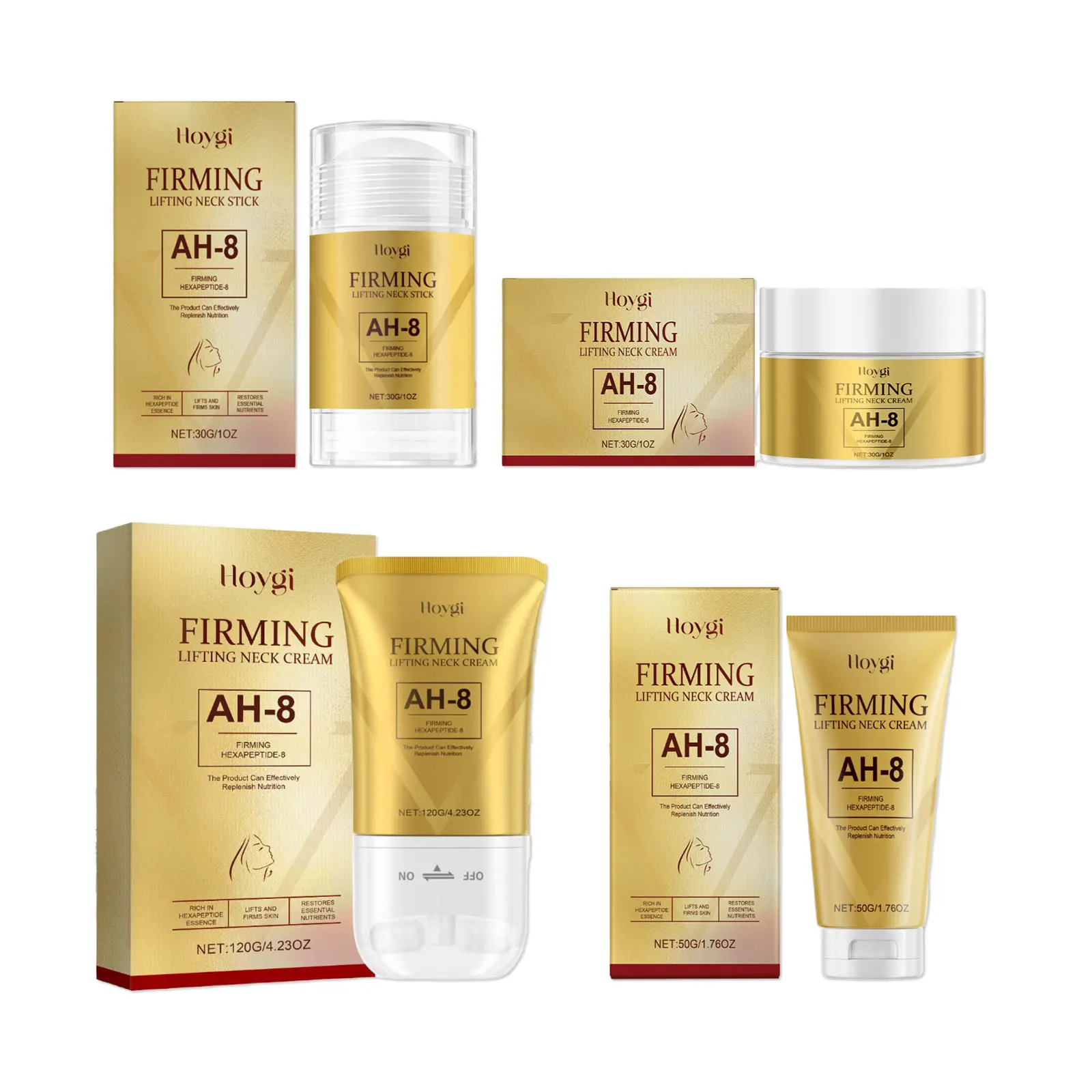 Ah-8 Firming Lifting Neck Cream Tightening Skin Eliminate Double Chin V-Shaped Reduce Fine Lines Sooth Massage Cream with Roller