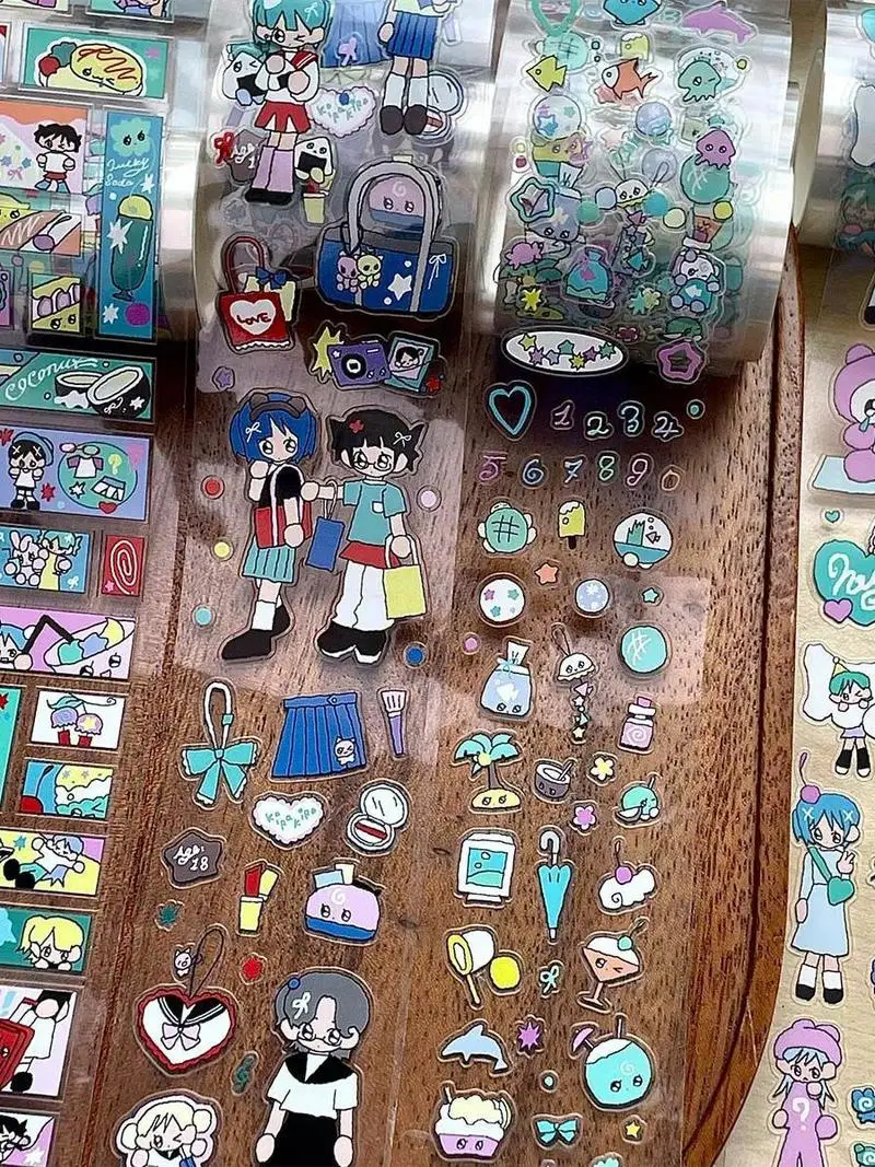 

Летние наклейки для высечки домашних животных, милые наклейки с персонажами Q-версии, ручная лента для счета, украшение «сделай сам», материал для коллажа