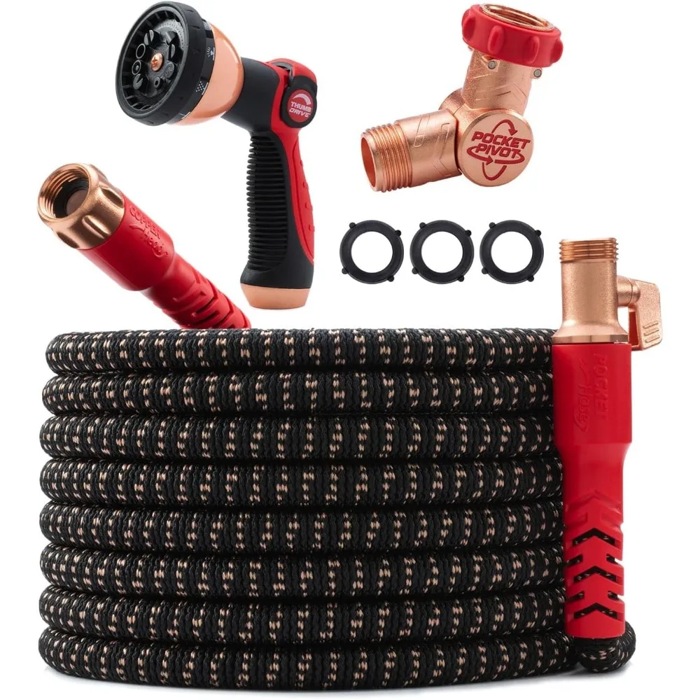 

Hose Copper Head w/New Pocket Pivot Expandable Garden Hose 100FT, AS SEEN ON TV, Swivels 360°, Advanced Tri-Tex Tubing