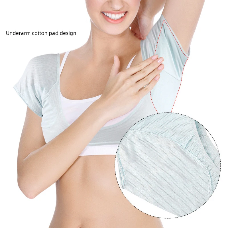 Vestiti che assorbono il sudore di alta qualità Maglia ultrasottile Gilet avvolgente per il torace ad asciugatura rapida A prova di sudore Ascelle Cuscinetti per il sudore T-shirt da donna