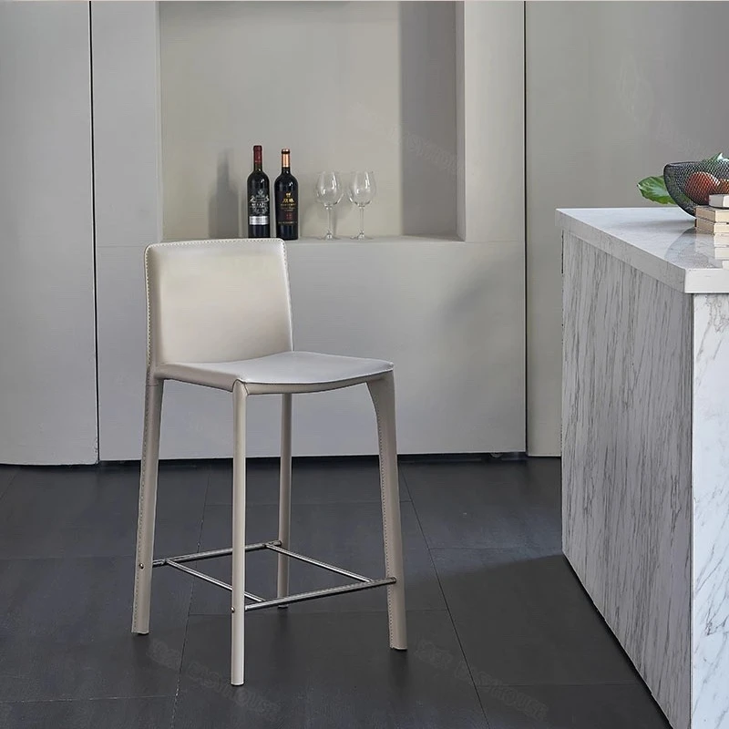 

Современные роскошные высокие барные стулья из седельной кожи для дома, современные барные стулья для ресторана, минималистичные барные скамьи