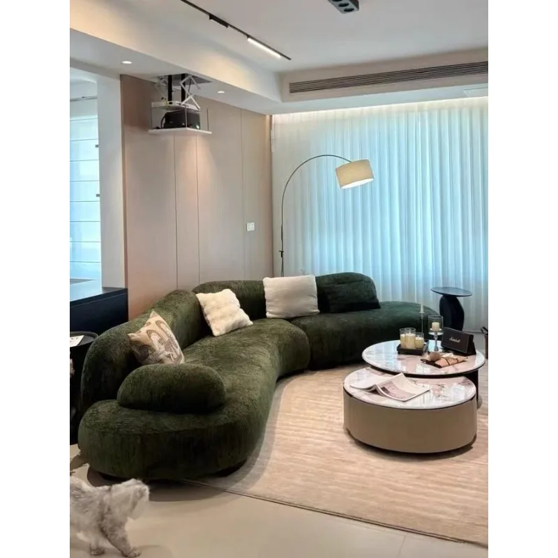 Living room chenille fabric sofa Italian minimalist sea salt sofa