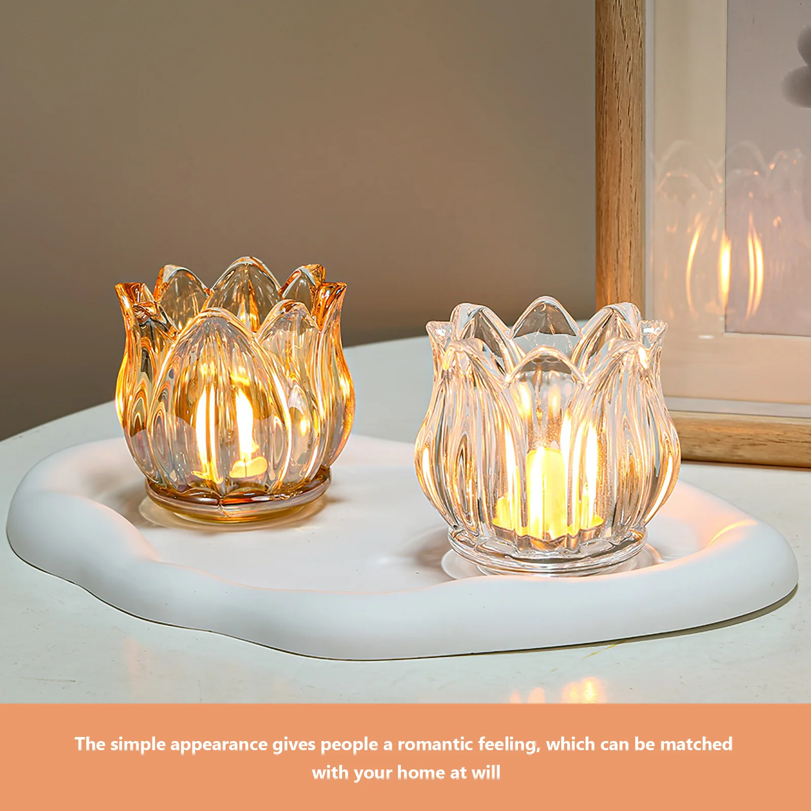 

2 Pcs Wedding Ceremony Decorations Tea Lights Holder Candlestick Ornaments Glass Holders