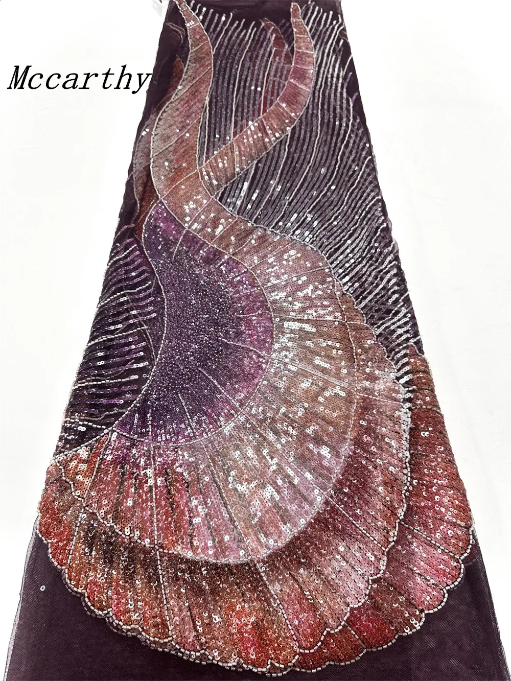 

Mccarthy 5 Yards Luxury African Sequins Groom Lace Fabric 2025 High Quality French Nigerian Beaded Lace Fabric For Wedding Dress