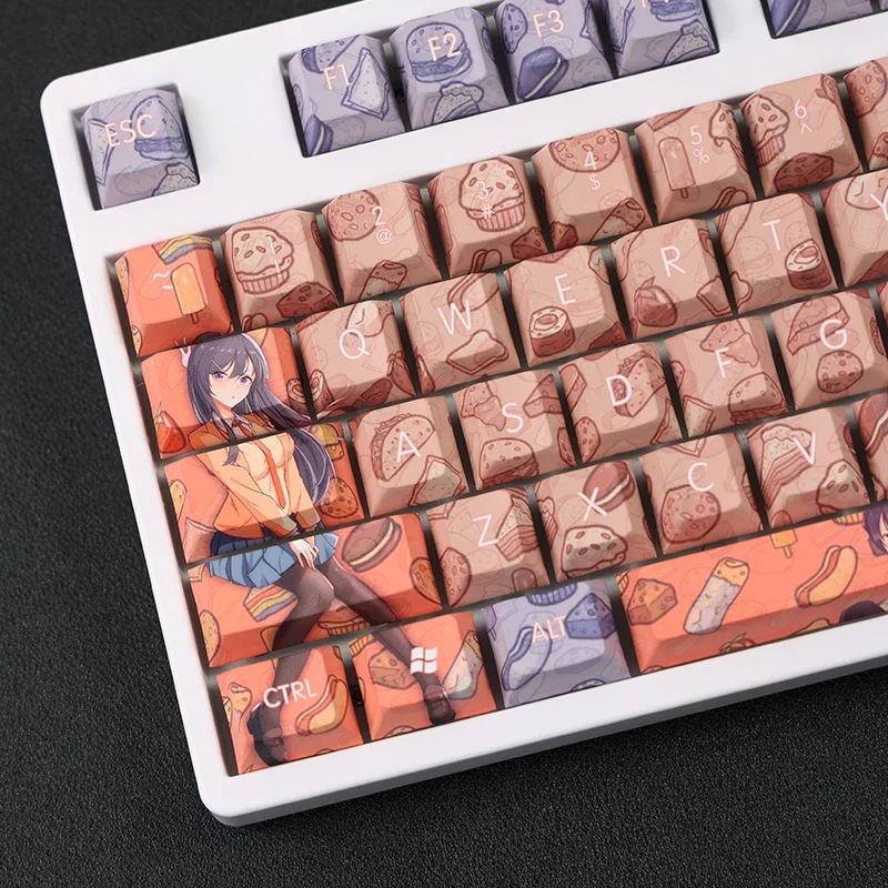 Sakurajima Mai 108 Key Caps PBT 5-side DYE Sublimation Cherry MX Cross Axis Switch Anime Keycap Mechanical Keyboard Gaming Gift