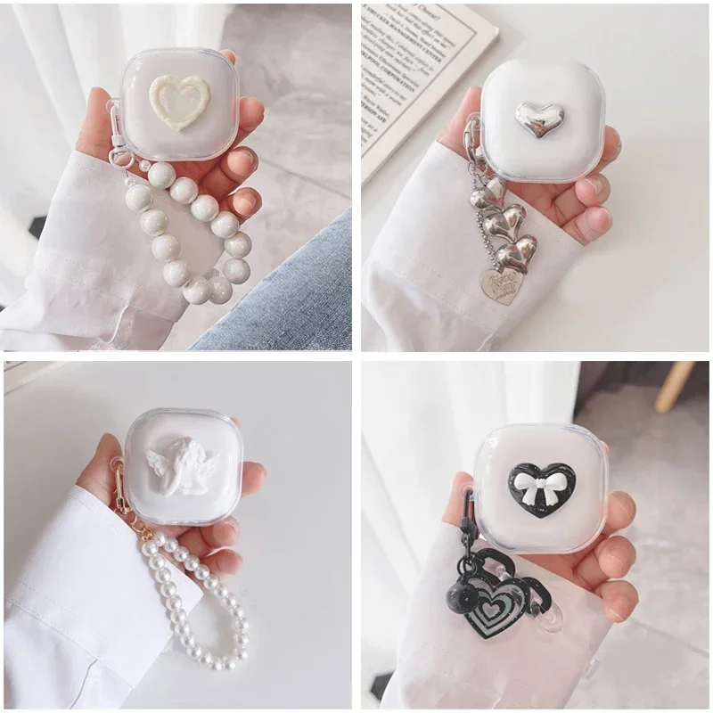 สําหรับ Baseus E16 กรณีน่ารัก Love/Angel จี้ซิลิโคนโปร่งใส TPU หูฟังสําหรับ BASEUS E16 ฝาครอบ