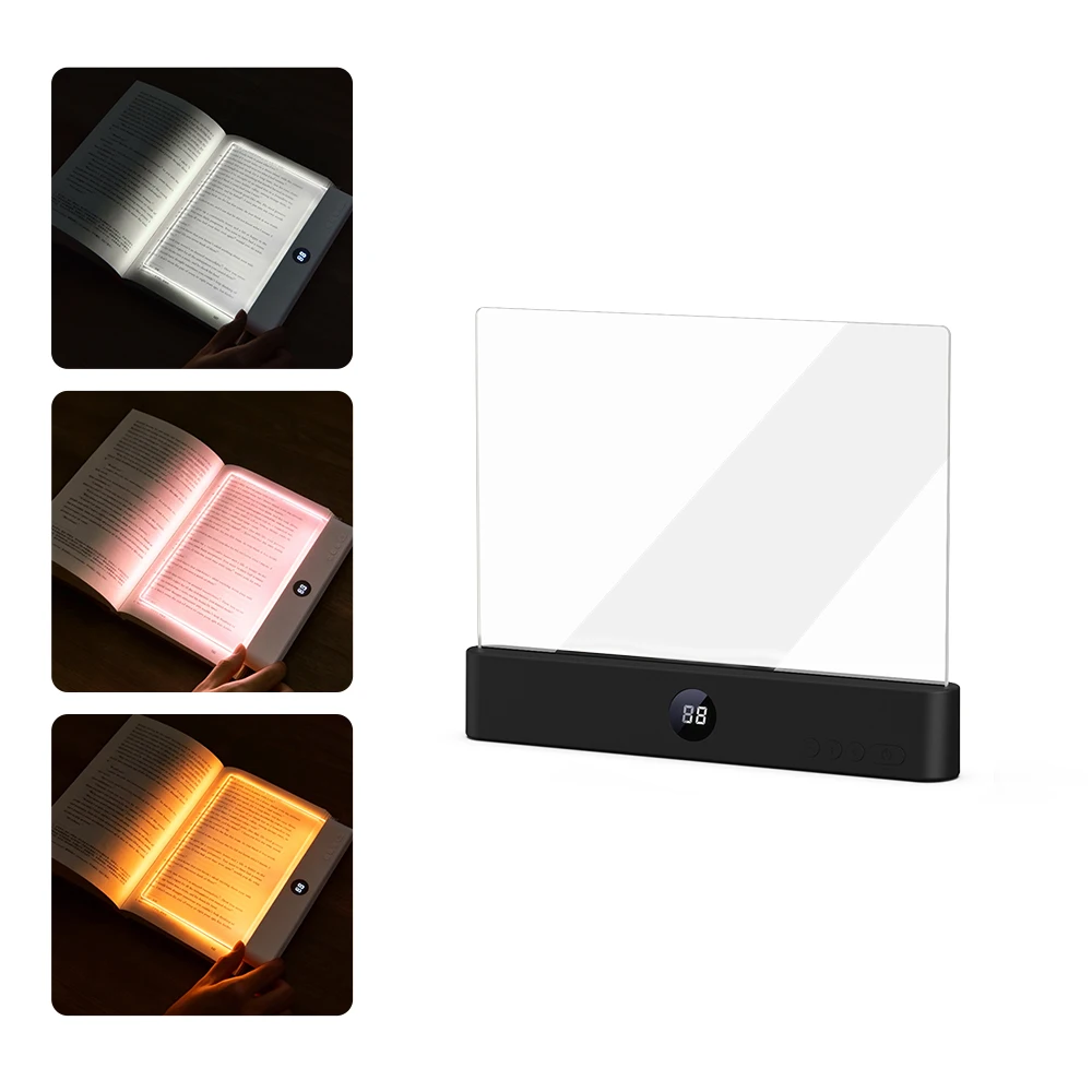 Boekleeslamp voor in bed 2-in-1 Acryl Pagina-illuminator Nachtkastje Sfeerlamp Verstelbare Helderheid Kleur Perfect Cadeau