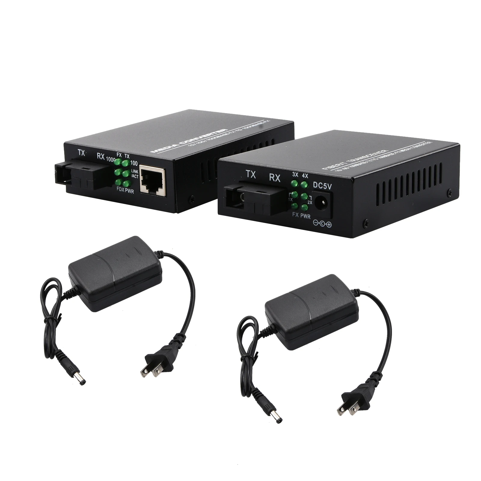 10/100/1000Mbps 1Port and 4Ports Ethernet to Fiber Optic Media Converter Single Mode 4 RJ45 and 1 SC fiber Port
