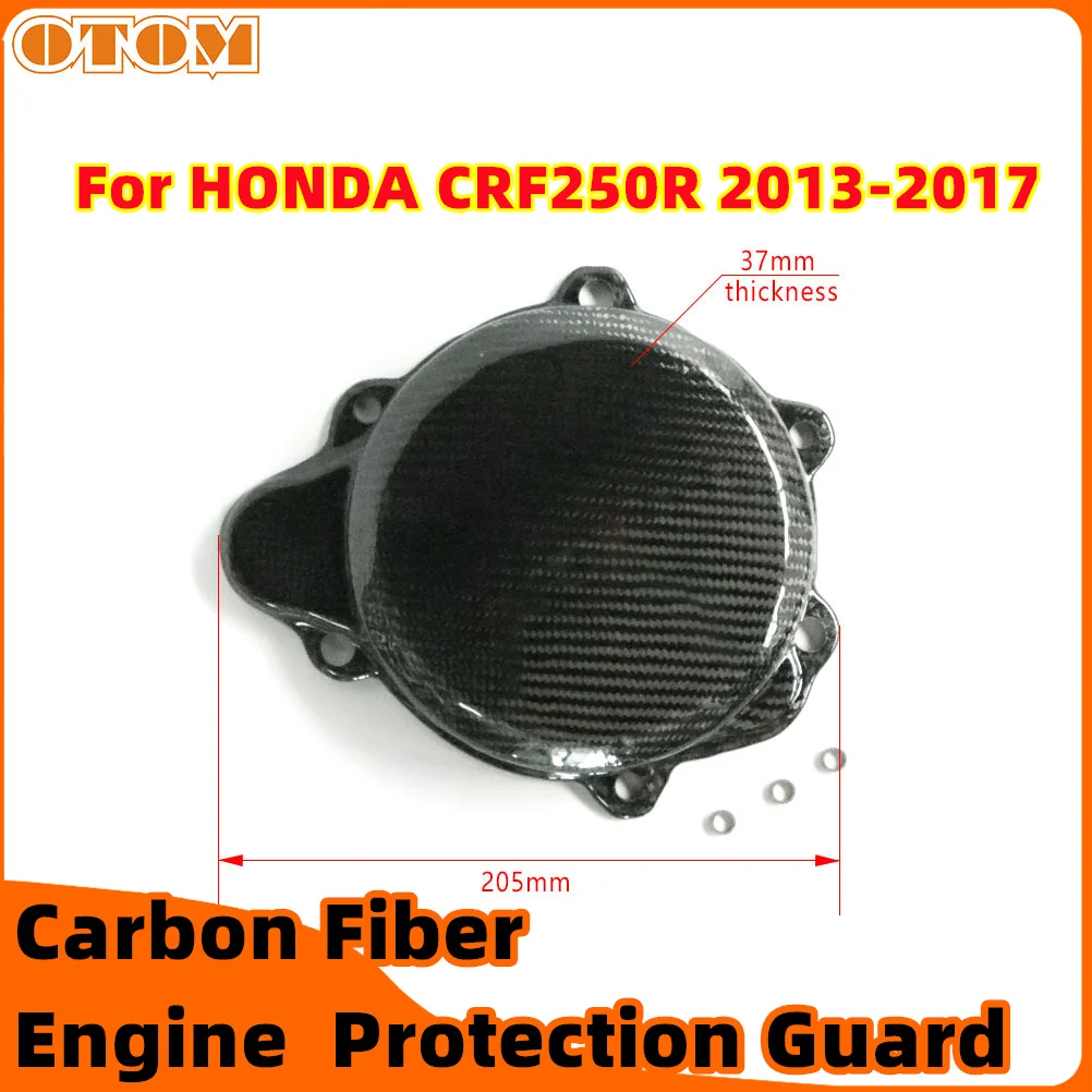 OTOM For HONDA Motorcycles Engine Case Protection Real Carbon Fiber Clutch Cover CRF250R 2013-2017 Pit Dirt Bike Motocross ATV