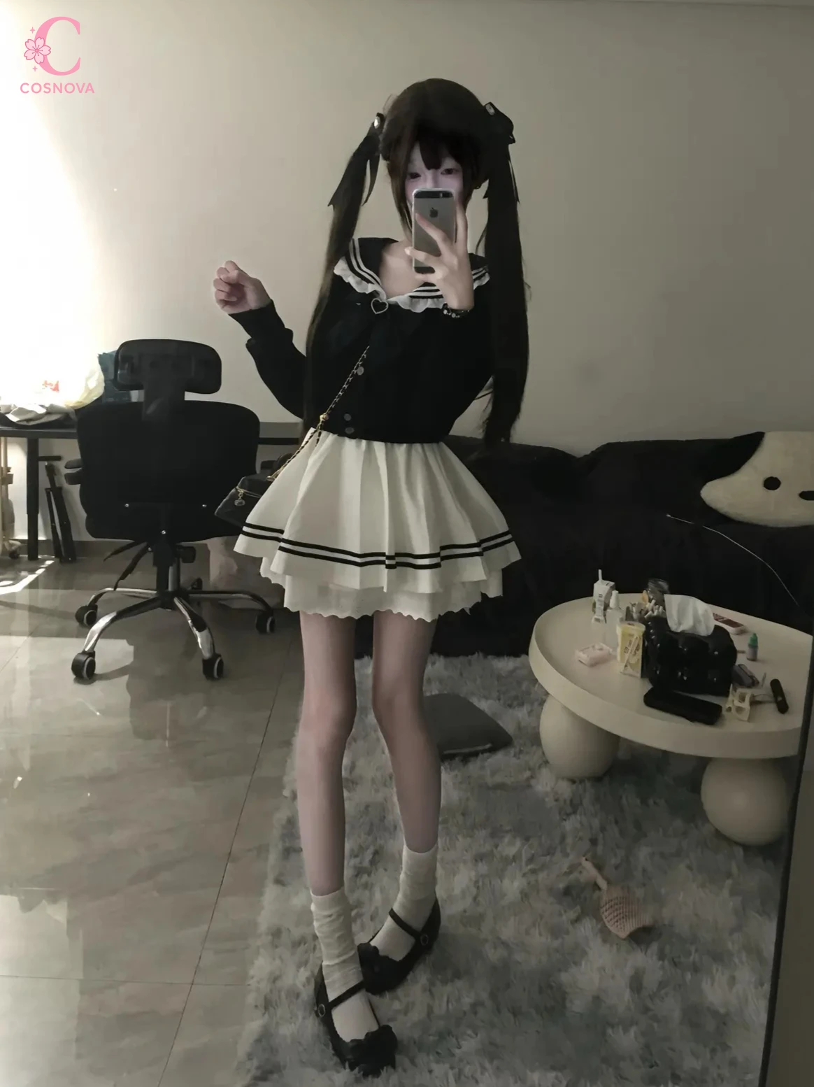 

Japanese Sweet Academy Style Sailor Collar Bow Cardigan Women Layered Pleated Skirt Set Kawaii Harajuku Y2K Outfit Chic Retro