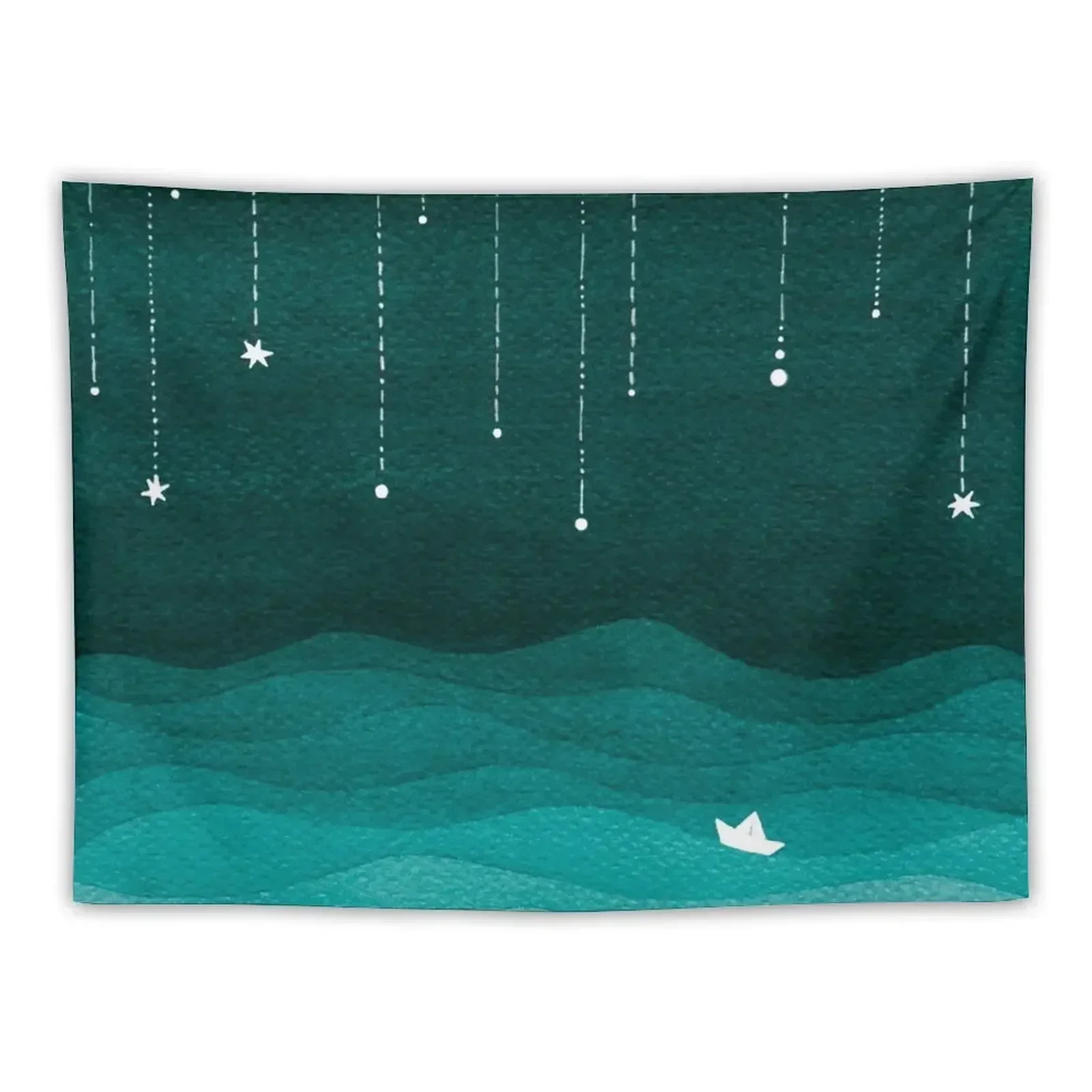 Falling stars, teal Tapestry Bedroom Decoration Wall Deco Tapestry