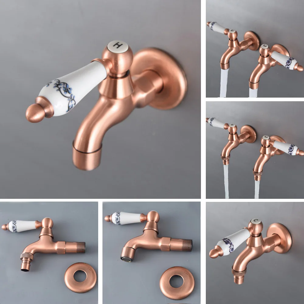 

Красный медный смеситель для раковины, кухонный смеситель, садовые краны, настенный туалет, швабра для ванной комнаты, водопроводный кран, кран для стиральной машины Zzh315