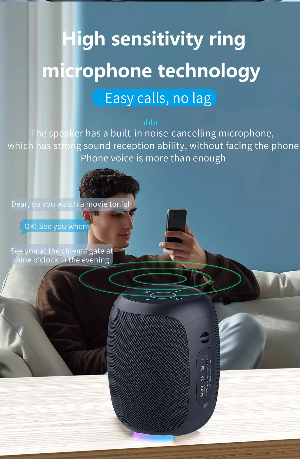 ZEALOT-S53 Tragbarer Bluetooth-Lautsprecher 10 Stunden 10W Super lauter Klang Bluetooth-Lautsprecher IPX6 wasserdicht für Telefon TF-Karte USB – Detail 14