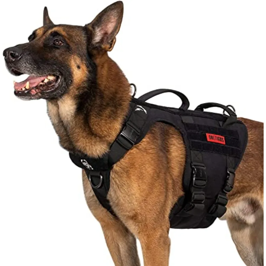 

Tactical Large Dog Harness 5X Metal Buckled No Pull Service Dog Harness Vest with Hook and Loop Panels Military Heavy Duty Dog