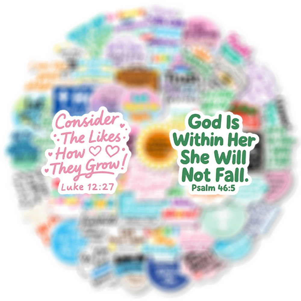 

10/30/56pcs Cartoon Inspiring English Stickers Bible Motivational Phrase Decals Scrapbooking Notebook Phone Sticker Decoration