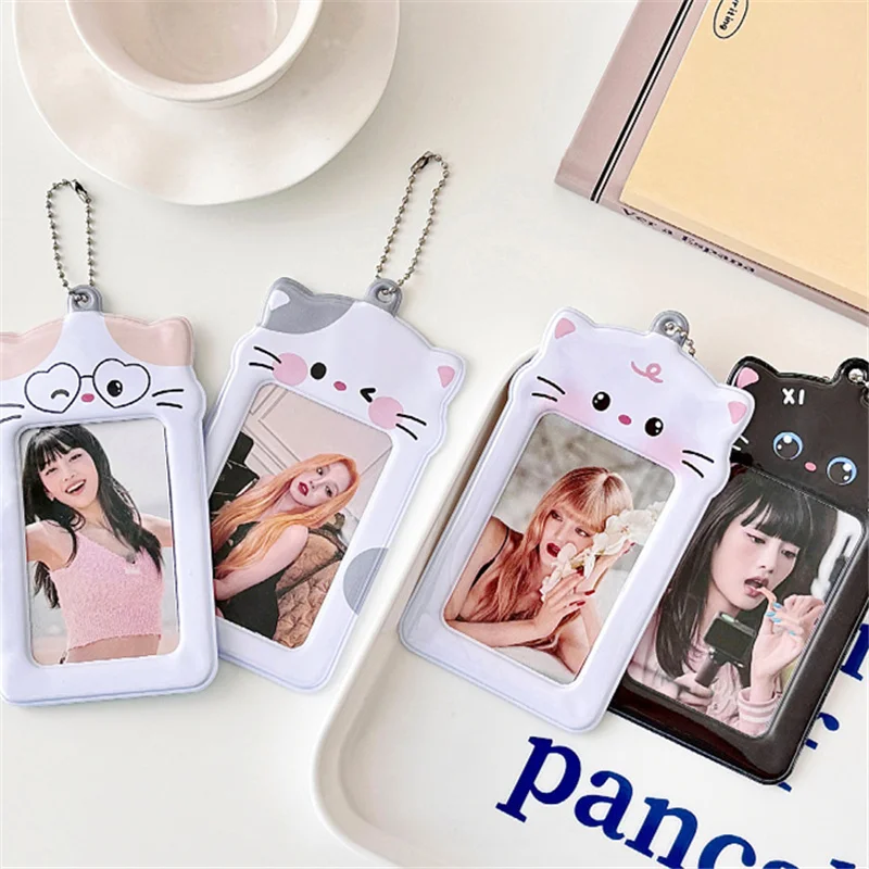 Cute Cat 3 Inch Pvc Photo Card Holder Lomo Card Postcard StorageAlbum Photo Collection Cardphoto Card Packaging Supplies