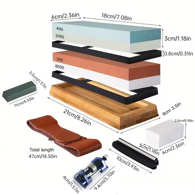 

Knife Sharpening Stone Kit 400/1000 3000/8000 Cut Sharpening Whetstone Set Sharpener Non Slip Base Cutter Sharpener