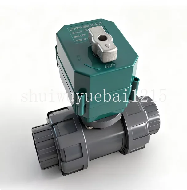 CTF001 DN40 Double Snap Joint PVC Acid and Alkali Corrosion Resistant Plastic Electric Ball Valve with Integrated Flashlight