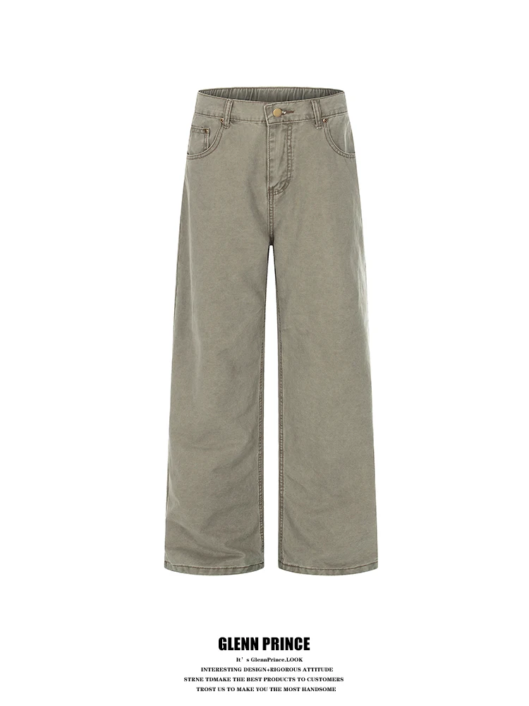 

GPstudio American Minimalist Washed Drapey Versatile Workwear Jeans Men Commute Loose Casual Straight Leg Pants