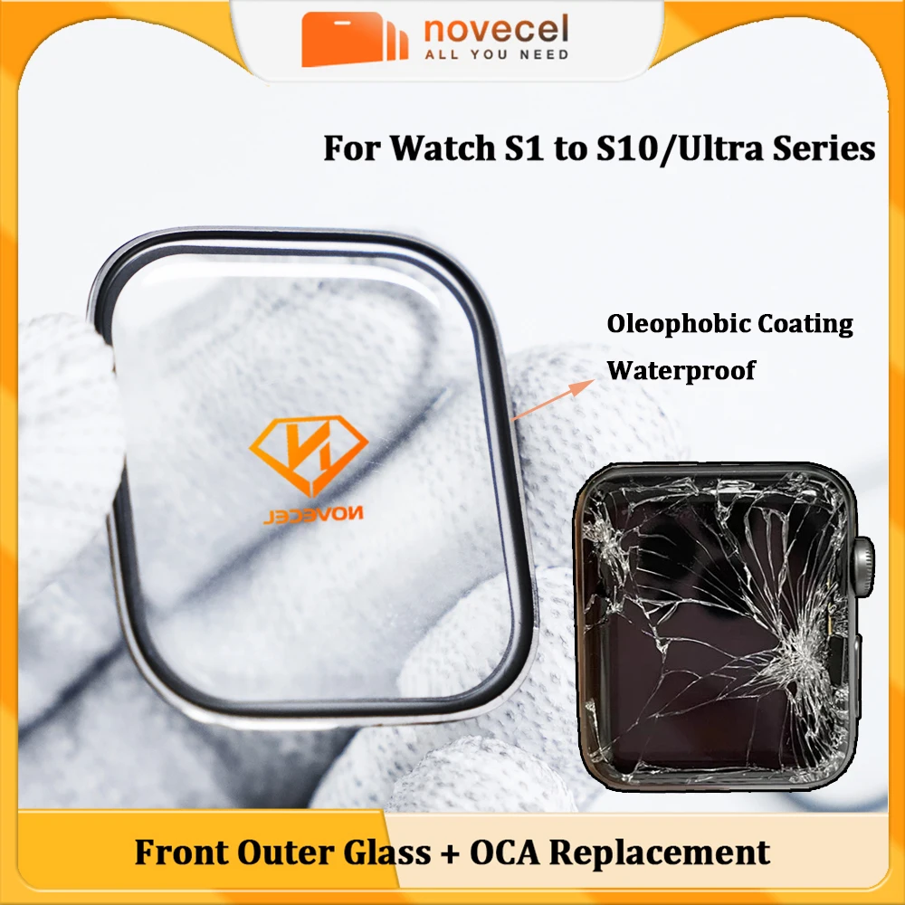 Novecel 5pcs Front Glass Lens+OCA Replacement Repair for Apple Watch 11 10 9 8 7 SE 41mm 45mm 44mm 40mm Outer Glass Replacement