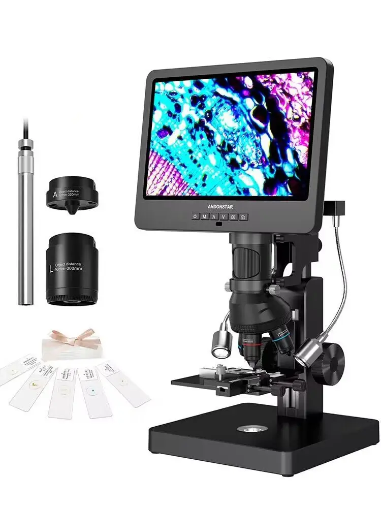 Andonstar AD269S z endoskopem UHD 2160P mikroskop cyfrowy HDMI 5000X 10,1-calowy wyświetlacz LCD z 5 obiektywami mikroskop biologiczny do domowego laboratorium — zdjęcie 2