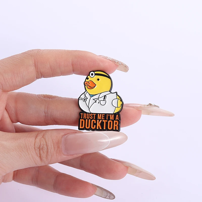 Trust Me I'm A Doctor Enamel Pin Cartoon Ducktor Veterinary Funny Humorous Animal Brooches Lapel Badge Jewelry Gifts For Friends - view 5