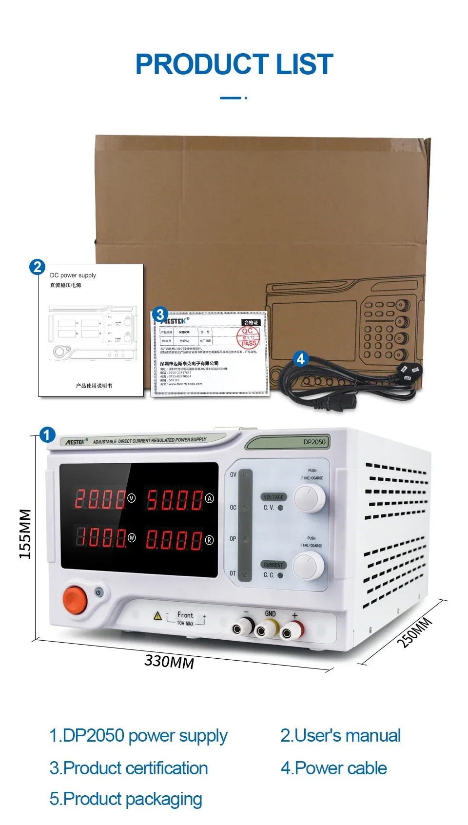 DP2050 1000W Zasilacz DC 20V 10A 20A 30A 50A Zasilacz impulsowy z regulowanym zabezpieczeniem napięcia