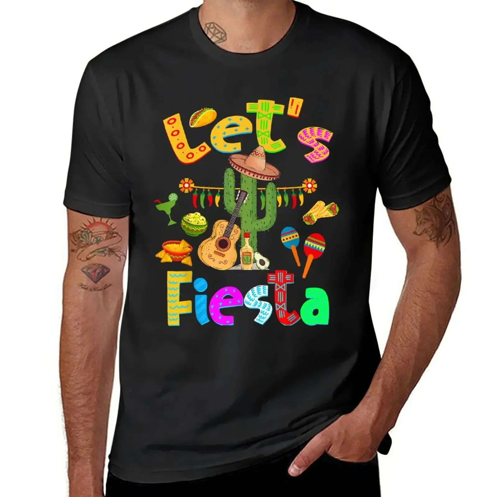 

New Cinco De Mayo Mexican Food Guitar Cactus Taco Costume T-Shirt anime clothes mens graphic t-shirts big and tall