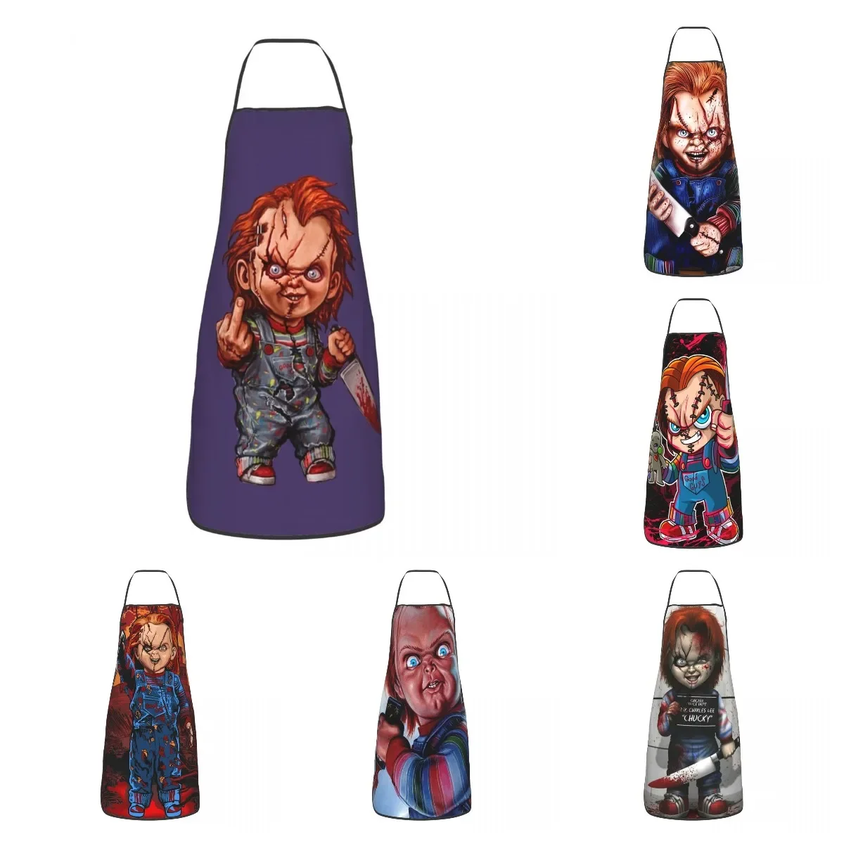 The Killer Doll Chucky Aprons Women Men Unisex Kitchen Chef Child\'s Play Horror Movie Cuisine for Cooking Baking