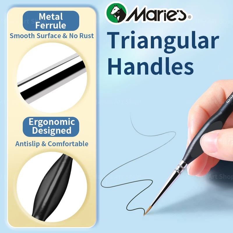 مجموعة فرش رسم تفاصيل ماري مكونة من 15 قطعة، مجموعة فرش طلاء صغيرة رفيعة وصغيرة لطلاء الأكريليك للحرف اليدوية، رقم بالرسم #3