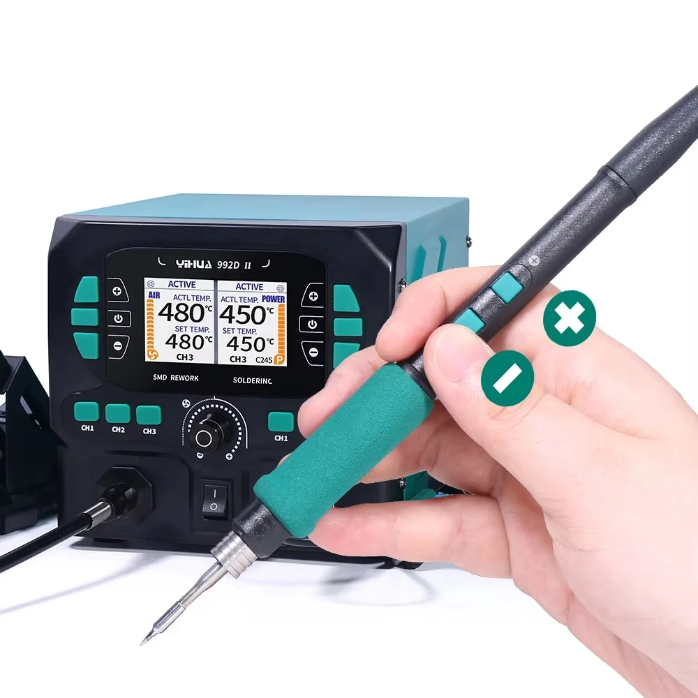 

YIHUA 992D-II Soldering Station Micro Hot Air Rework Station Compatible C210/C245 for Precision Microscope Soldering