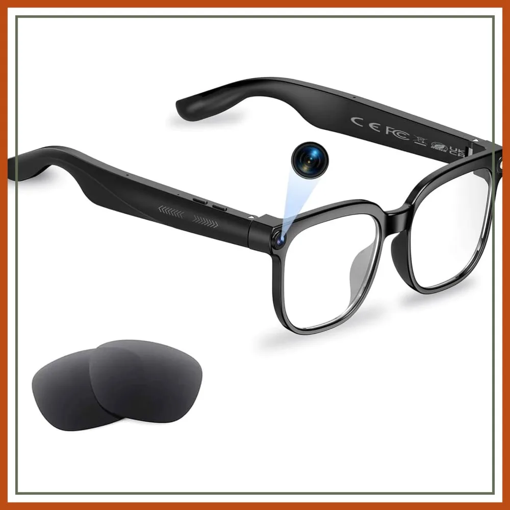 

AI Smart Glasses with 8MP Camera, 1080P Video Recording, Real-Time Translation & Open-Ear Audio for Travel, Meetings & Vlogging