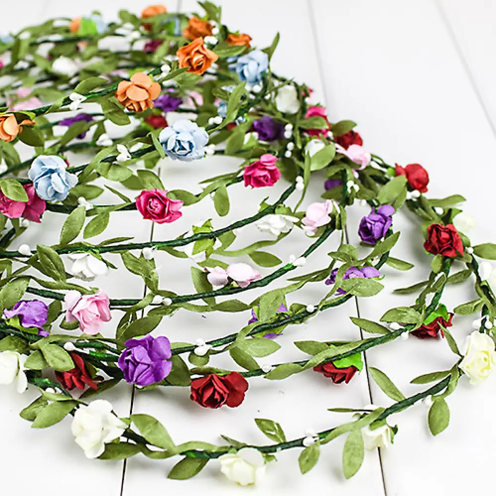 Flower Garland Bohemian Rattan Flower Vines Crown Headband For Bride Wedding Hair Floral Wreath Head Band Hairstyles Headdres