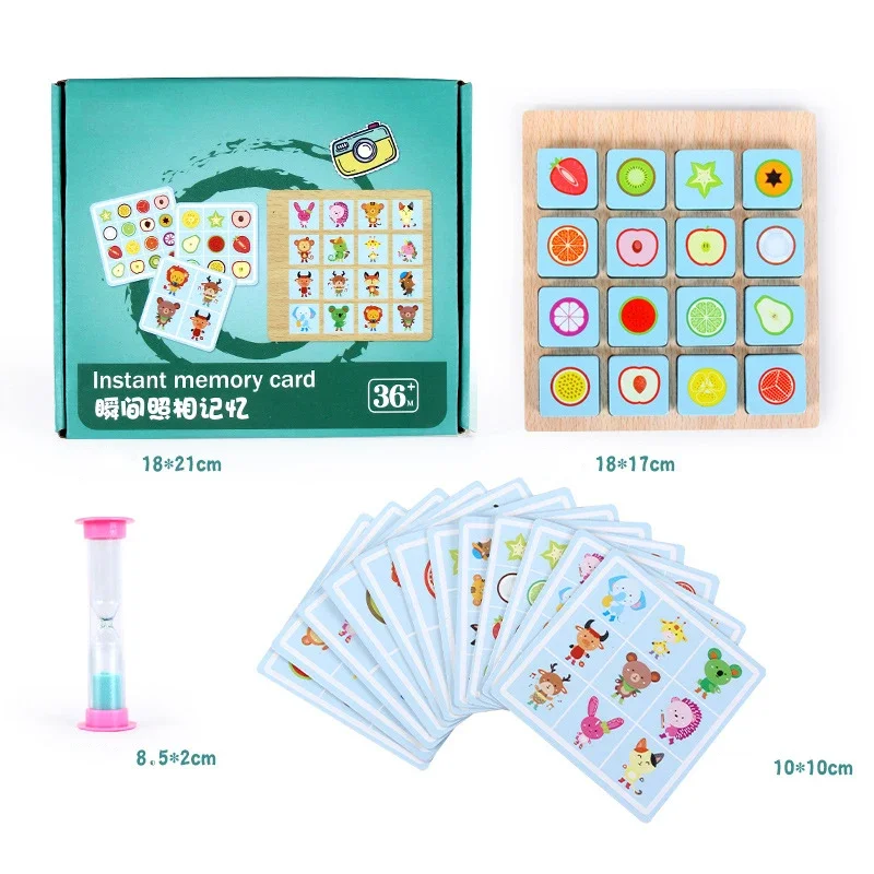 子供用木製学習玩具モンテッソーリパズルボードゲームインスタントフォトパワー早期教育記憶チェス脳開発ギフト