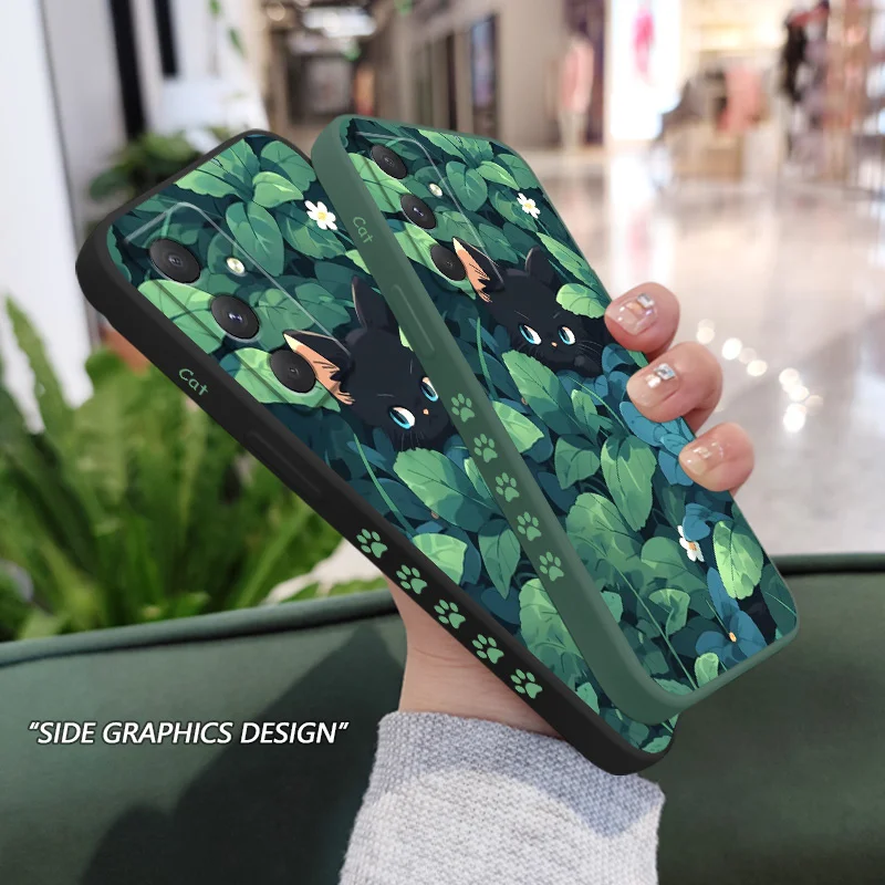 Grass Cat Phone Case For Samsung Galaxy A55 A35 A25 A15 A05 A05S A54 A34 A24 A14 A04 A04S A04E 4G 5G Cover