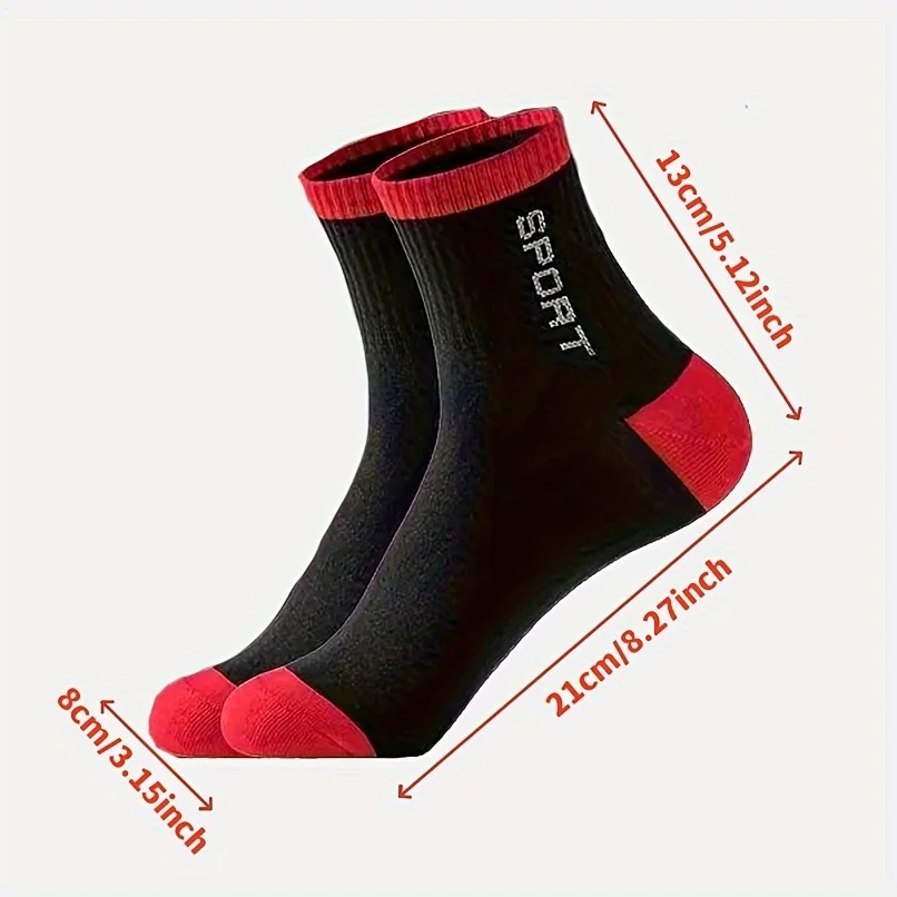 20 Pairs Men's Breathable Sports Socks - Moisture-Wicking All-Season Running & Casual Socks，Black/Red Minimalist Design